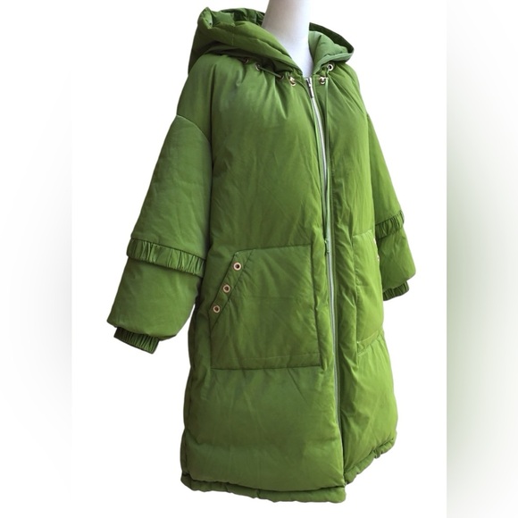 Nap Duck Down Oversized Hooded Puffer Coat Green NEW - Picture 7 of 13